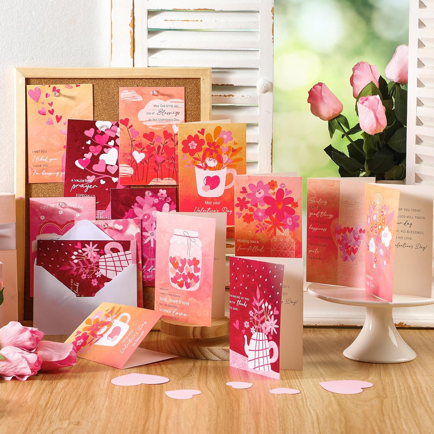 72 Sets Valentine'S Day Cards Assortment Scripture Religious Valentine Blessed Assorted Flower Greeting Valentine Cards With Envelopes For Christian Valentine'S Day Adults