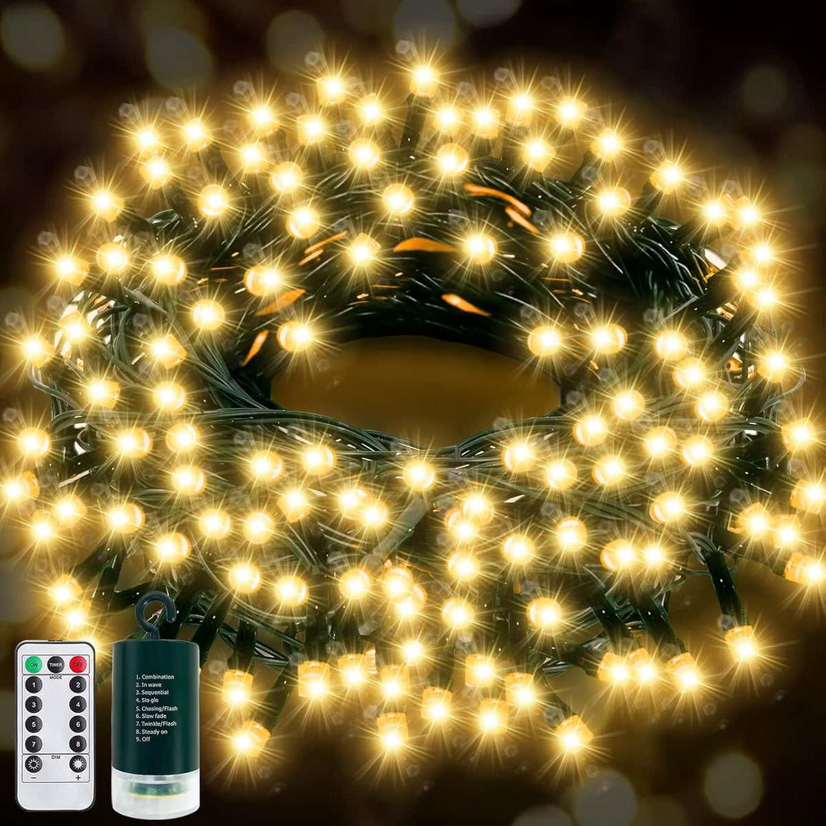 50 Ft-150 Led Christmas Decoration Fairy Lights Battery Operated,Green Wire Mini Light With Waterproof,Timer,Remote Cont