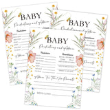 Boho Wildflower Baby Predictions And Advice Cards, Baby Shower Game, Pack Of 30 Game Cards, Gender Neutral Boy Or Girl, Fun Baby Game And Activity - Fa12