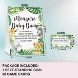 Jungle Animal Measure The Baby Bump Baby Shower Game Kit, How Big Is Mommy'S Belly Game-1 Standing Sign And 50 Guessing Cards For Gender Neutral Baby Shower-Lk-D02