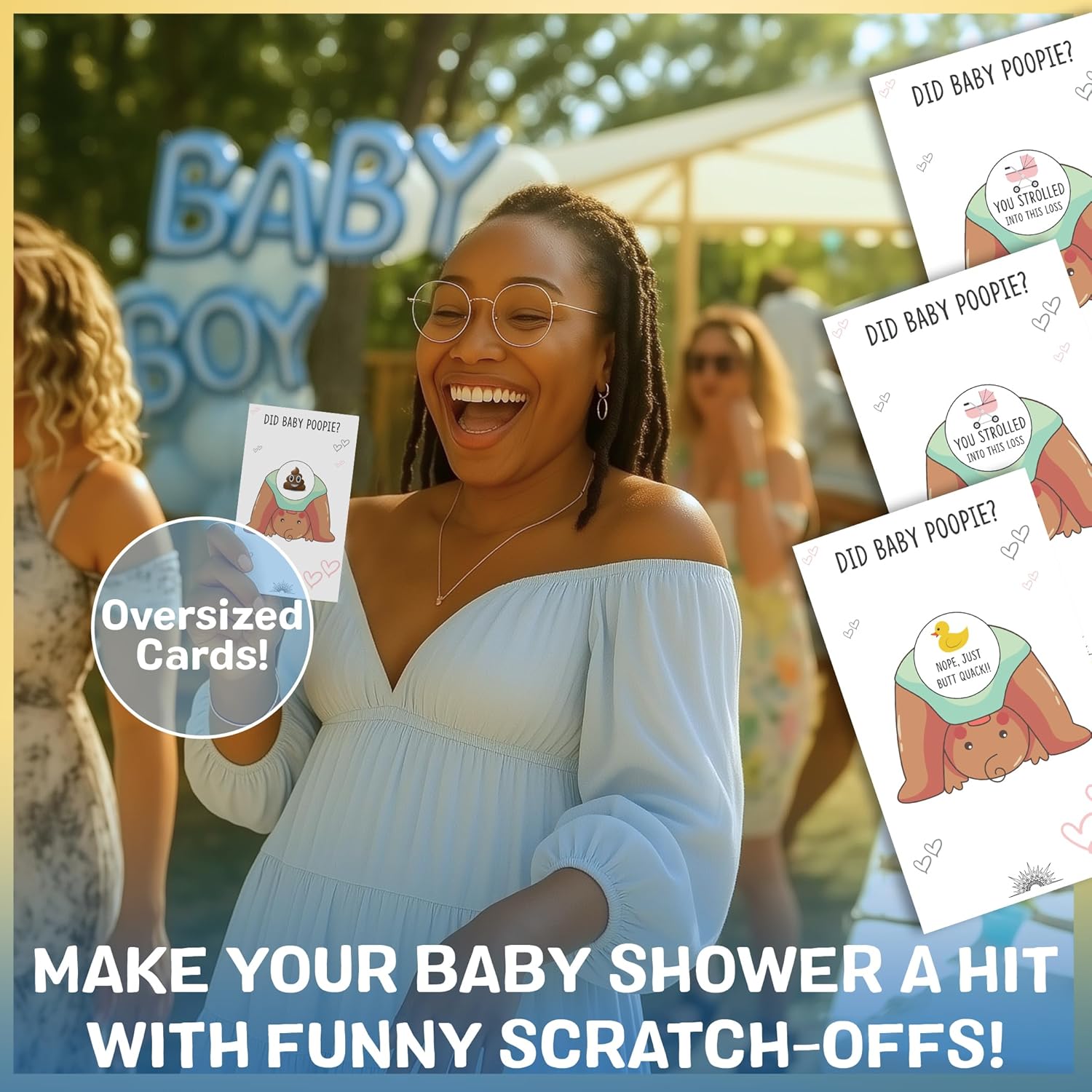 Did Baby Poopie African American Boy Baby Shower Scratch Off Game - Funny Losing Phrases On Cards - Hilarious Black Baby Shower Game Coed, Sprinkle, Fun & Easy 30-50 Guests