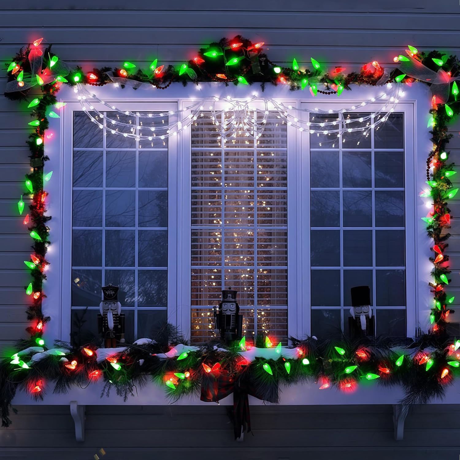 C6 Battery Operated Christmas Lights, 100 Led 34Ft String Lights With 8 Modes, Auto Timer, Waterproof For Indoor Outdoor
