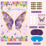 Pin The Tail On The Butterfly With 32 Pcs Tails Large Purple Butterfly Party Games Poster For Kids Birthday Party Gift Decor Carnival Party Supplies, 20'' X 28''