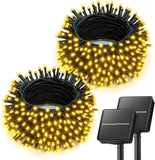 2 Pack 80FT Solar String Lights 200 LED Warm White Waterproof Patio Garden Lights