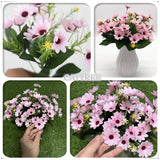 Artificial Daisies Flowers, Plastic Plants Silk Daisy Flower Bunches Fake Field Marguerites Bouquet Faux Stems For Wedding Party Farmhouse Greenery Indoor Outdoor Home Garden Decorations Pink 4 Pack
