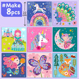 Easy Arts And Crafts For Kids - Fun Gem Sticker Kit - 8 Unicorn Princess Themes, 990+ Stickers - Gem Art For Kids - Diamond Art Kits - Gifts For Girls Ages 3-8