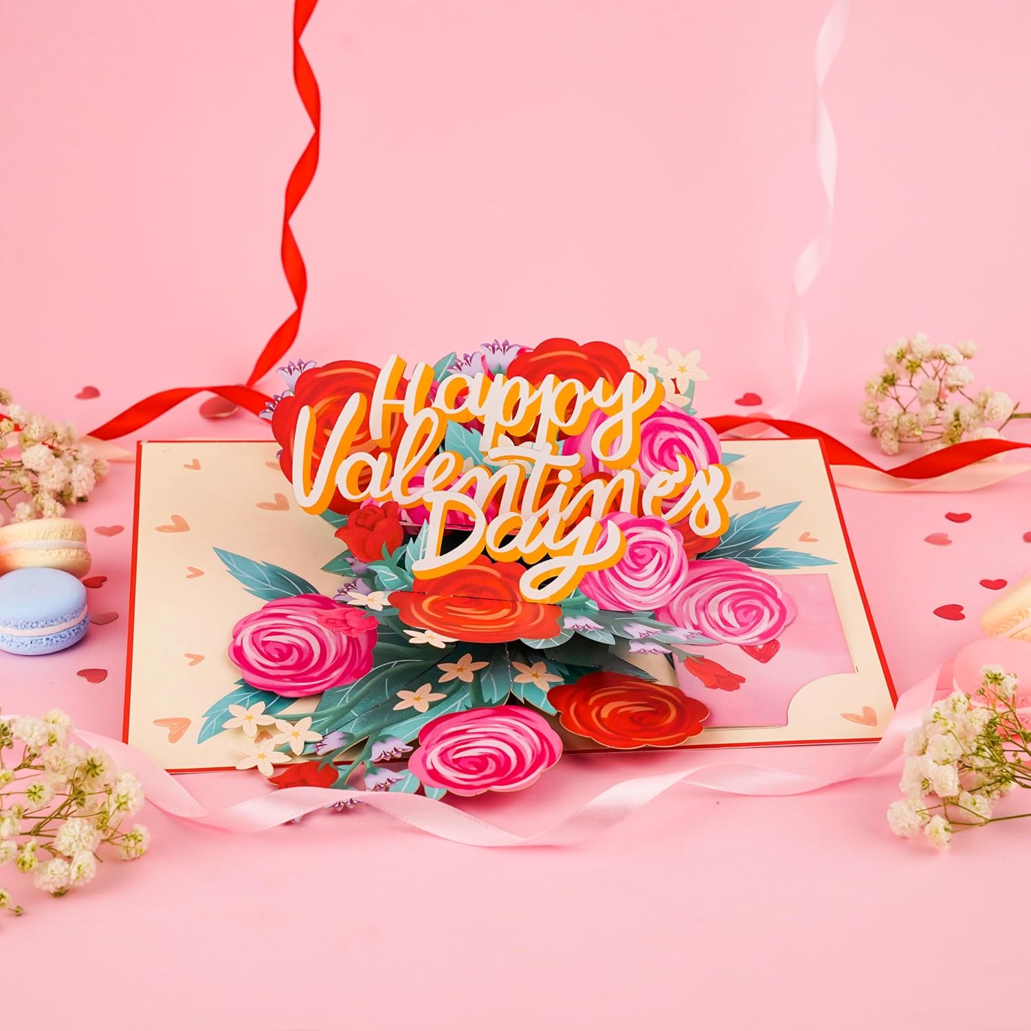 Floral Valentine Pop Up Card, Roses, Happy Valentine'S Day, 3D Popup Greeting Cards, Ideal Gifts For Mom, Wife, Her, Girlfriend, Sister, Grandma, 5X7 - Includes Envelope And Message Note