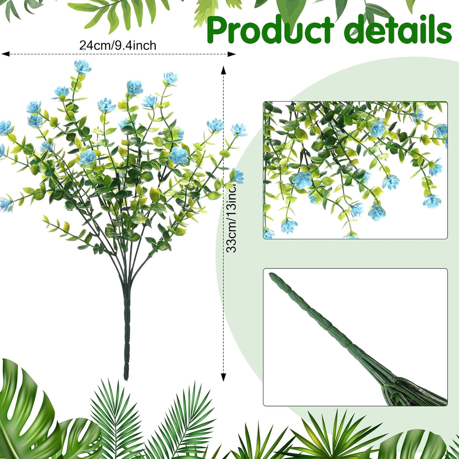 12 Bundles Artificial Flowers Outdoor, Uv Resistant Faux Artificial Plants Shrubs Plastic Flower Bulk For Hanging Planter Porch Window Home Spring Summer Decor(Blue, Purple, White)