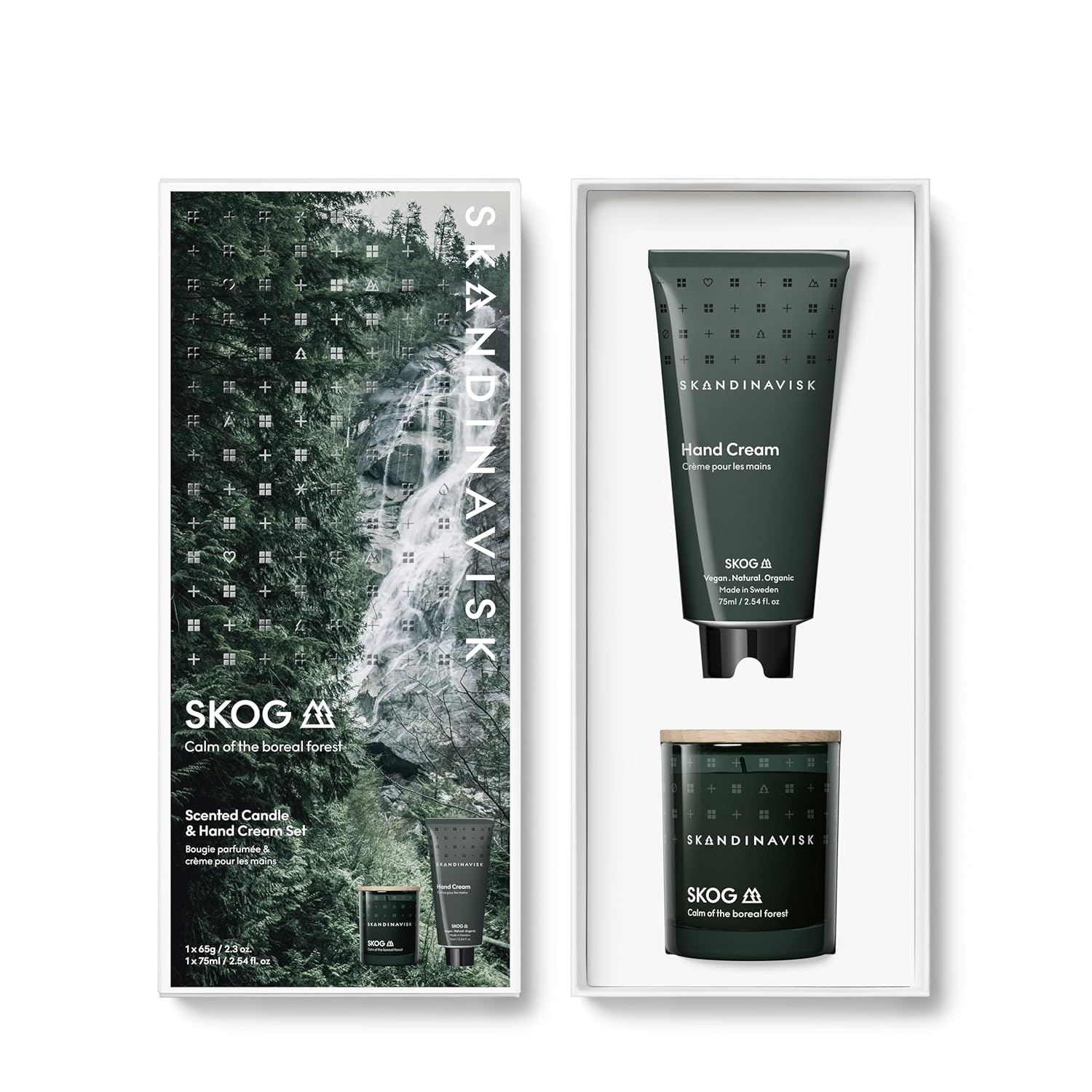 Skog Gift Set Of Scented Candle 2.3 Oz. & Hand Cream 2.54 Fl. Oz., Skog 'Forest', Scent Notes: Pine Needles And Fir Cones, Birch Sap And Lily Of The Valley.