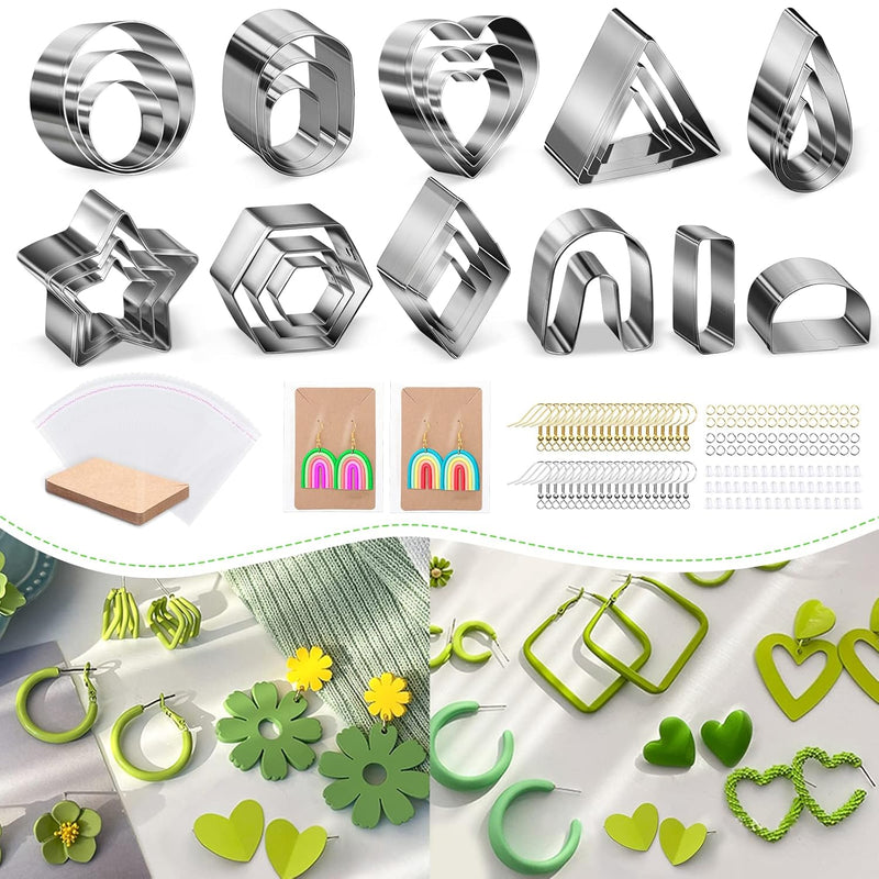 217Pcs Polymer Clay Cutters Set, 27 Pcs 11 Shapes Clay Cutter Tools Kit Stainl