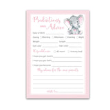 Pink Elephant Prediction And Advice Cards - Pack Of 25 - Girl Baby Shower Games, New Parents, Mom & Dad To Be Mommy & Daddy Message, Couples Coed Shower Activity Keepsake Book Pink Polka Dot G500-Pdav