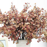 Babys Breath Silk Artificial Flowers Bulk With Vase 10Pcs For Fall Decor Fake Flower Bouquet Home Kitchen Indoor Bouquet Floral Arrangement Table Centerpieces Decor(Beige Brown Vase)