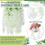 24 Pcs Wisteria Hanging Flowers 3.6 Feet Artificial Fake Wisteria Flower Vine Garland Ratta For Backdrop Wedding Decor Home Party(White)