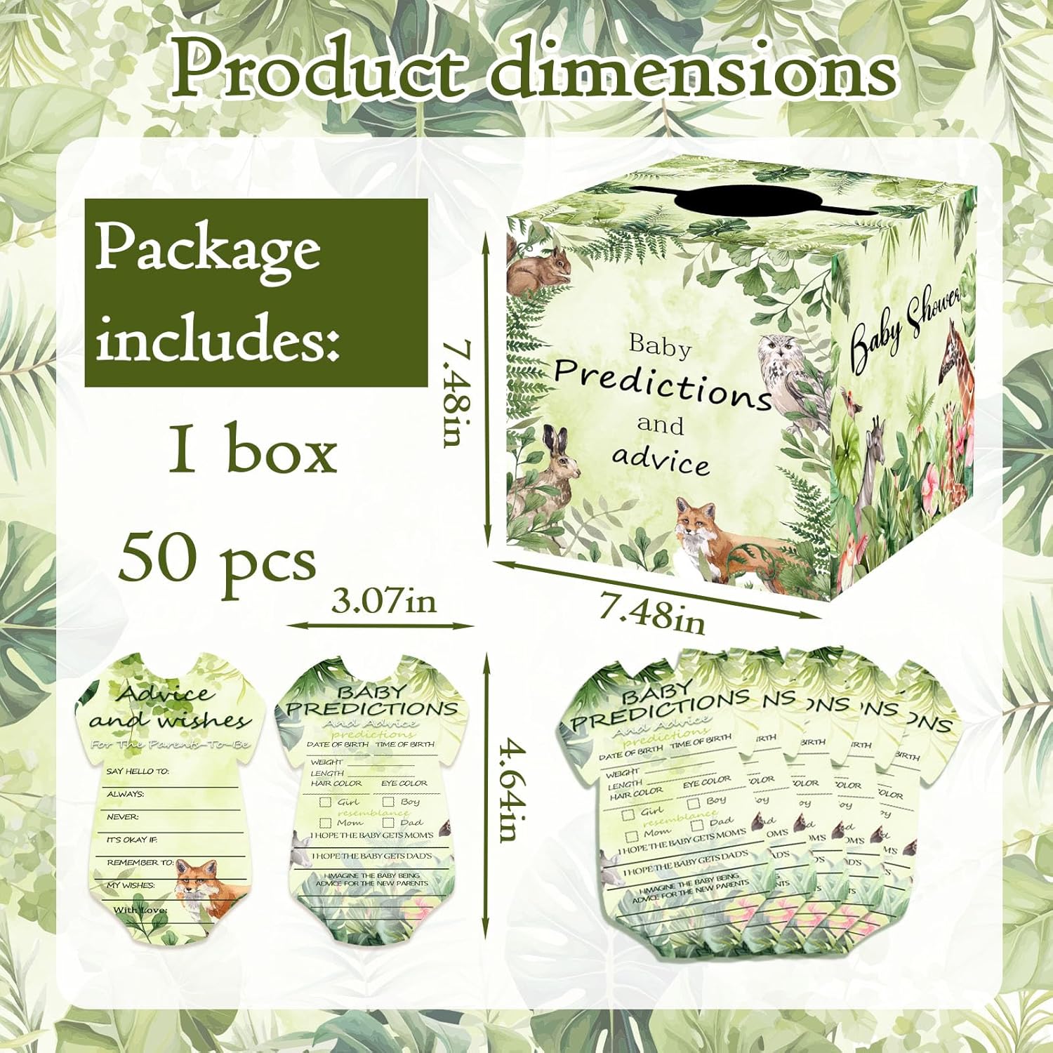 Woodland Baby Shower Activity By Printed Party, Woodland Baby Shower Decorations, Advice For New Parents Baby Shower, Set Of 50 Cards, Gender Neutral Forest Animals Theme