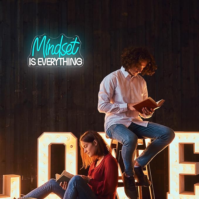 Mindset Is Everything Neon Sign USB Dimmable LED Wall Light for Office Gym Classroom Bedroom Decor