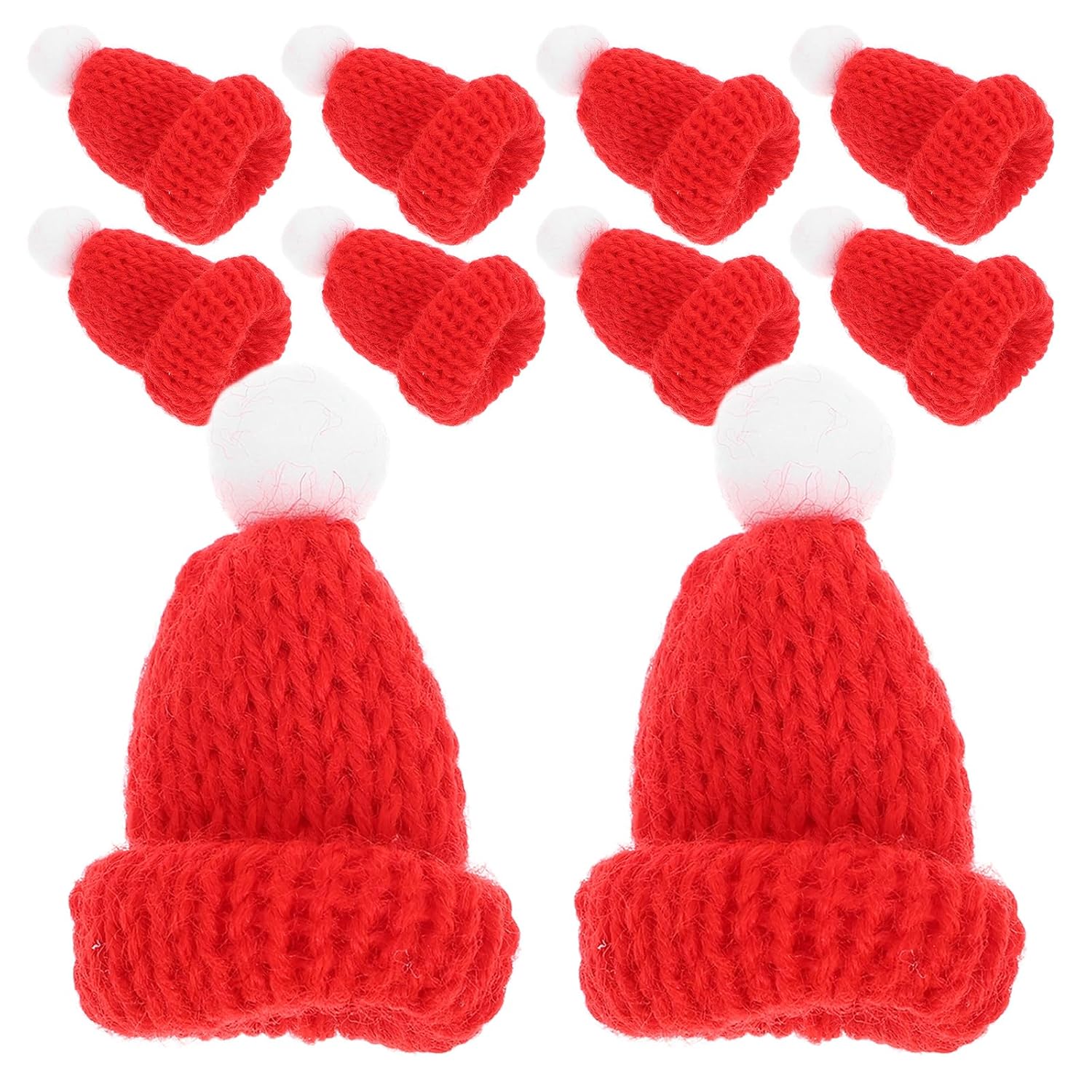 10Pcs Christmas Knit Hat Mini Santa Hats Christmas Tree Ornaments Diy Craft Red