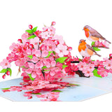 Pop Up Anniversary Card - 3D Cherry Blossom Robins Couple Pop Up Greeting Card With Envelope, Blank Insert, Romantic Valentine Wedding Birthday Gift For Her Him Couple Husband Wife