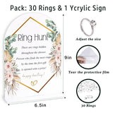 Rose Bridal Shower Party Ring Scavenger Hunt, The Ring Hunt Game, 1 Sign & 30 Rings, Bridal Shower Decoration, Wedding Party Games(Xzjz11)