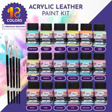 Acrylic Leather Paint For Shoes - 18 Color Leather Paint Kit With 5 Paint Brushes (Deglazer & Finisher Not Included) - Great Repair Finisher For Shoes,Sneakers, Wallets, Jackets (Pastel - 18 Colors)