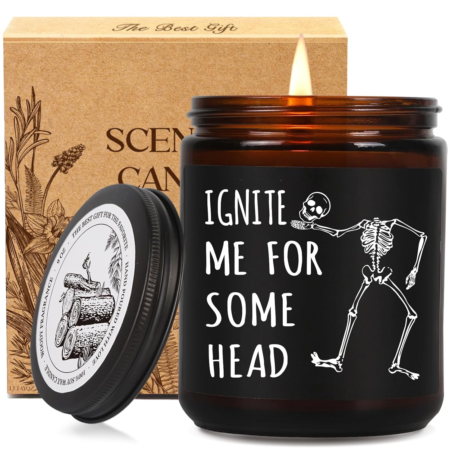 Funny Skull Scented Candle Gifts For Boyfriend, Ignite Me For Some Head Candle, I Love You - Halloween, Christmas Birthday Candles Gifts For Him, Goth Funny Skull Candles Gift For Boyfriend Husband-28