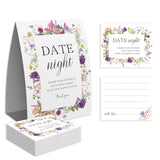 Date Night Game Sign And 50 Date Night Cards, Bridal Shower Bachelorette Games, Wedding Reception Games, Bridal Shower Favors, Love Is In Bloom Decorations-Dnc10
