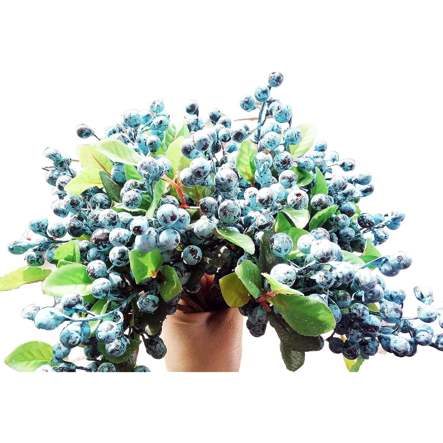 Artificial Flowers California Faux Blueberries Artificial Blueberry Stems For Decorating Blueberry Picks Fruit Fake Silk Flowers Home Decorative Party Wedding (20 Pack)
