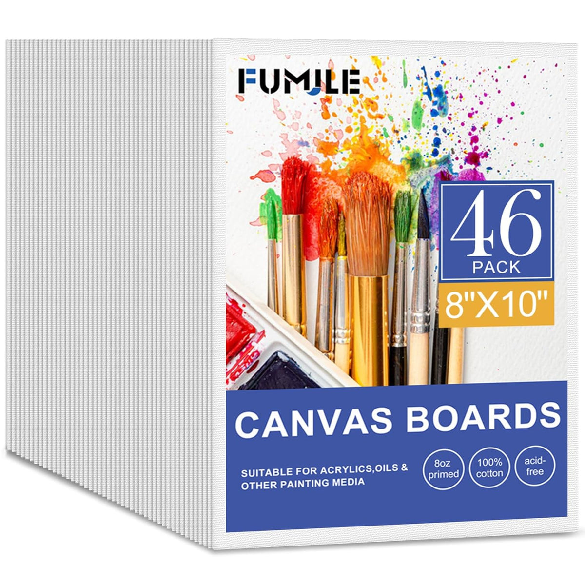 Canvas Boards For Painting 8X10, 46 Pack Canvases Primed Acid Free Blank Canvas Panels For Classroom And Parties