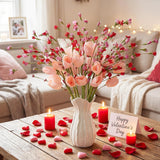 Valentines Day Decorations 12 Pack 19'' Artificial Tulip Picks With Red And Pink Flowers For Valentines Centerpieces Decor Wedding Anniversary Party Gifts