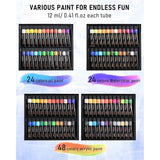 158Pcs Deluxe Art Painting Kit With Metal And Solid Beech Wood Easel, Acrylic, Oil & Watercolor Paint Set, Paint Brushes, Canvas, Palette, Paper Pad, Professional Art Set For Adults Artist