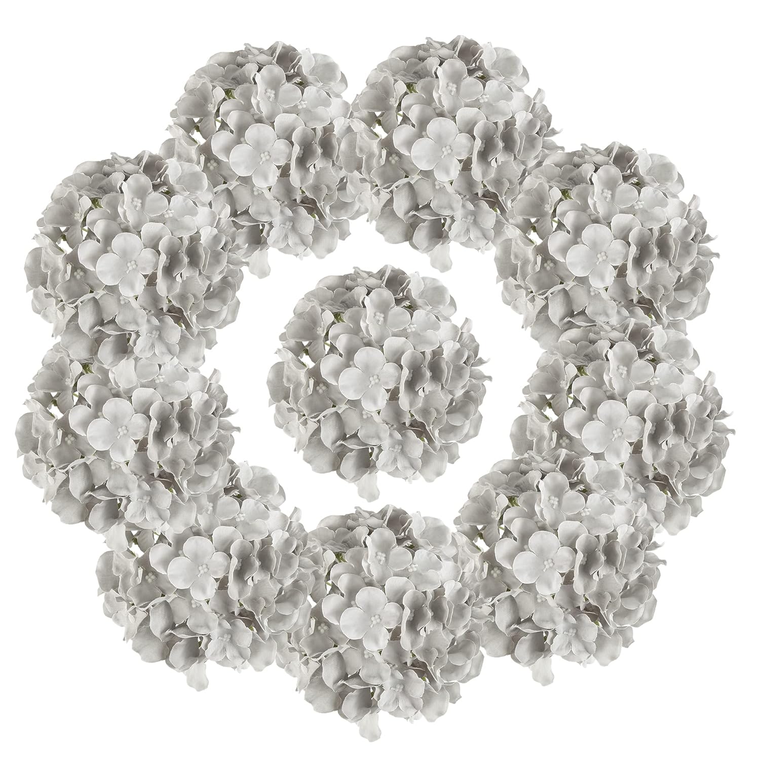 Silk Hydrangea Fake Flower 10Pcs Diy Floral Artificial Flower With Stems For Wedding Office Shower Decor Hotel Banquet Home Decor (Grey)