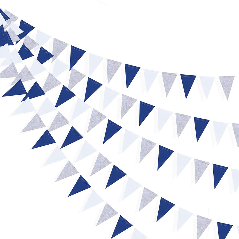 30 Ft Navy Blue White And Silver Party Decorations Royal Blue Triangle