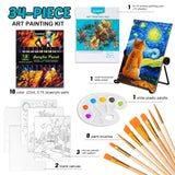 Acrylic Paint Set For Kids, Art Painting Supplies Kit With 18 Paints, 5 Canvas Panels, 8 Brushes, Table Easel, Etc, Premium Paint Set For Students, Artists And Beginner