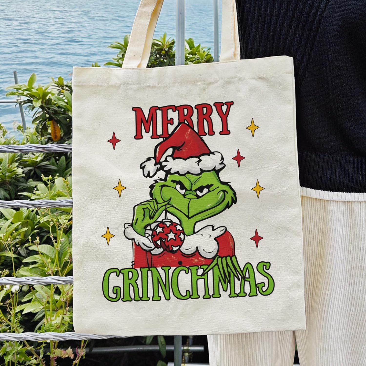 Christmas Canvas Tote Bag For Women - Aesthetic Merry Christmas Tote Bag For Shopping, Grocery, Beach, Gifts