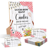 Bbq Guess How Many Candies Are In The Jar Game, Pack Of 1 Wooden Tabletop Sign With Stand And 50 Guessing Cards, Backyard Baby Shower Game, Gender Reveal Party Decorations - Wv13
