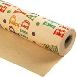 Kraft Birthday Wrapping Paper Roll For Kids Boys Girls - Colorful Cake Happy Birthday Lettering And Dot Design Gift Wrap For Birthday Holiday Party Baby Shower(Total 28.5Sq.Ft)