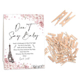 French Paris Baby Shower Games, Don'T Say Baby Game (One Sign With 50 Mini Clothespins), Paris Eiffel Tower Theme Babyshower Decorations, Gender Reveal Game-Dsbb14