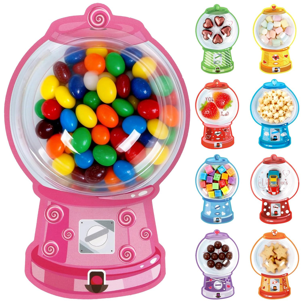 Valentines Cards For Kids Classroom, 36 Pack Valentines Day Cards With Bubble Gum Machine Design And Round Adhesive Shaker Pouches, Valentine Gifts Exchange For Boys Girls School Party Favors