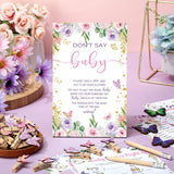 321 Pcs Butterfly Baby Shower Decorations A Little Butterfly Is On The Way For Baby Shower Party Bingo Games Don'T Say The Word For Pink Purple Gender Reveal Game Birthday Party Decor Supplies