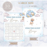 Bear Balloon Find The Guest Bingo, Baby Shower Game - Pack Of 30 Cards, Gender Neutral - Fun Baby Activity - Fa43