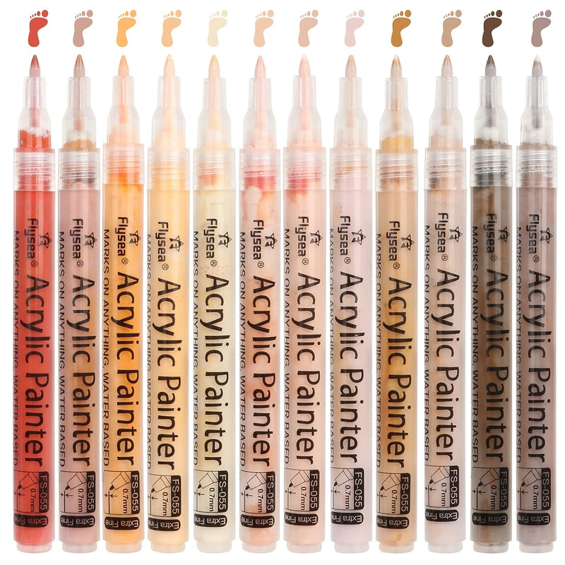 Art Skin Tones Art Markers, Acrylic Paint Pens Set Of 12 Skin Colors Paint Mar