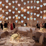 52 Ft Love-Heart Garland, Love Hanging Streamers Banner Heart Streamers Holographic Paper Garland For Birthday Wedding Engagement Bridal Baby Shower Valentines Day Winter Christmas Decoration