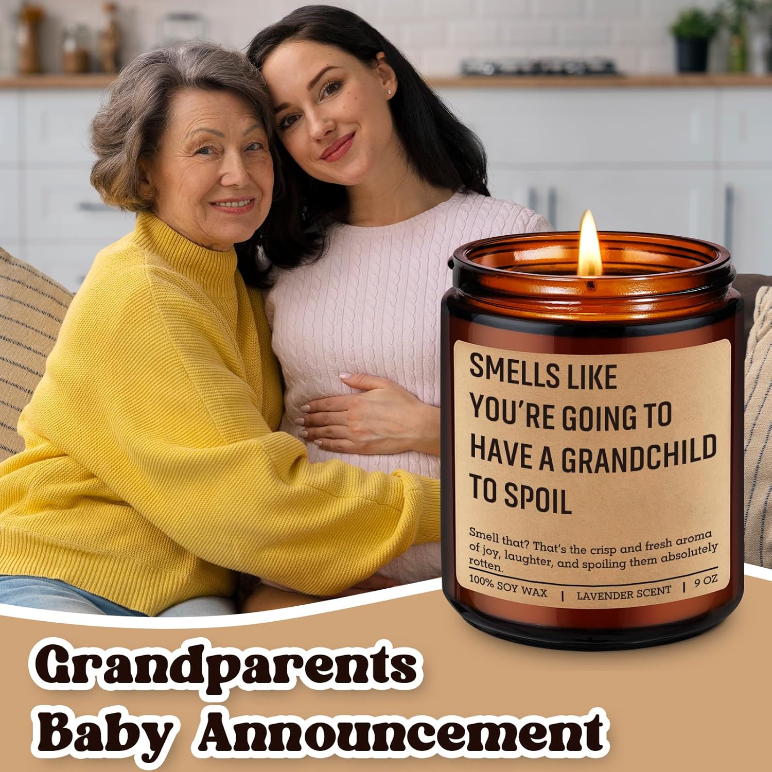 Candle, Pregnancy Announcement Gifts For Grandparents, New Baby Announcement Ideas, Funny Pregnancy Reveal Ideas For Parents, Promoted To Grandparents, First Time Grandma & Grandpa Gifts