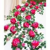 6Ft Bendable Flower Garland, Artificial Rose Vine Hanging Floral Garland Decoration For Weding Home Room Wall Decor (Fuchsia, 1Pcs)