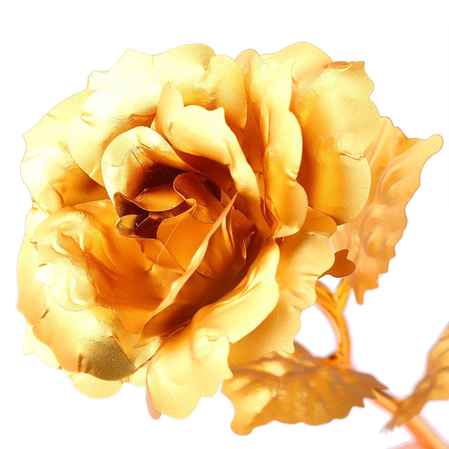 Creative 24K Gold Foil Rose Flower Full Blossom Presents, Romantic Gift For Her With Box, Handcrafted & Love Last Forever (Golden)
