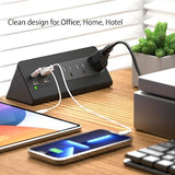 Tabletop Desk Clamp Power Strip with 3 AC Outlets and 4 USB C Charging Ports Black 2 Pack