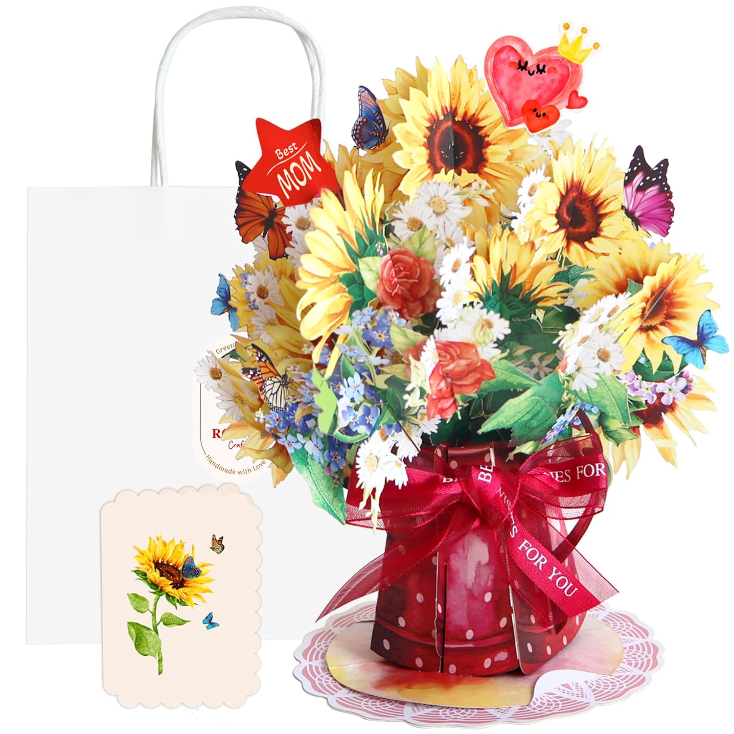 Sunflower Bouquet Pop Up - Flower Bouquet Card For Women, Gifts For Birthday, Get Well Soon, Sympathy, Retirement, Congratulations (Sunflower)