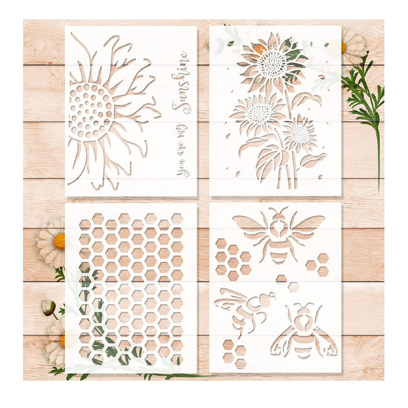 Bee Honeycomb Stencil Sunflower Flower Stencils For Painting On Wood Canvas He