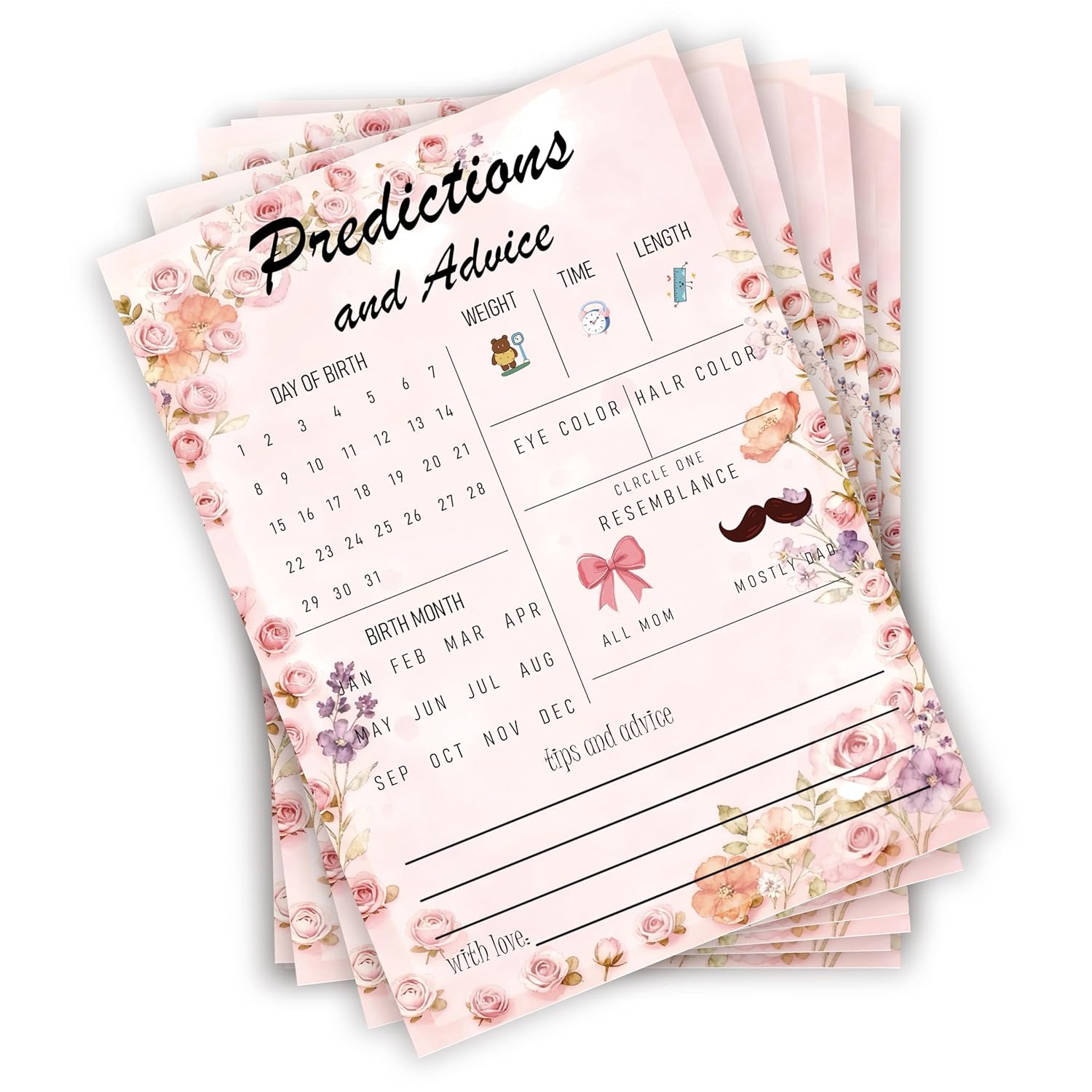 30Pcs Spring Wildflower Baby Shower Games, Floral Predictions And Advice Game, Gender Reveal Game, Baby In Bloom Baby Shower Decorations
