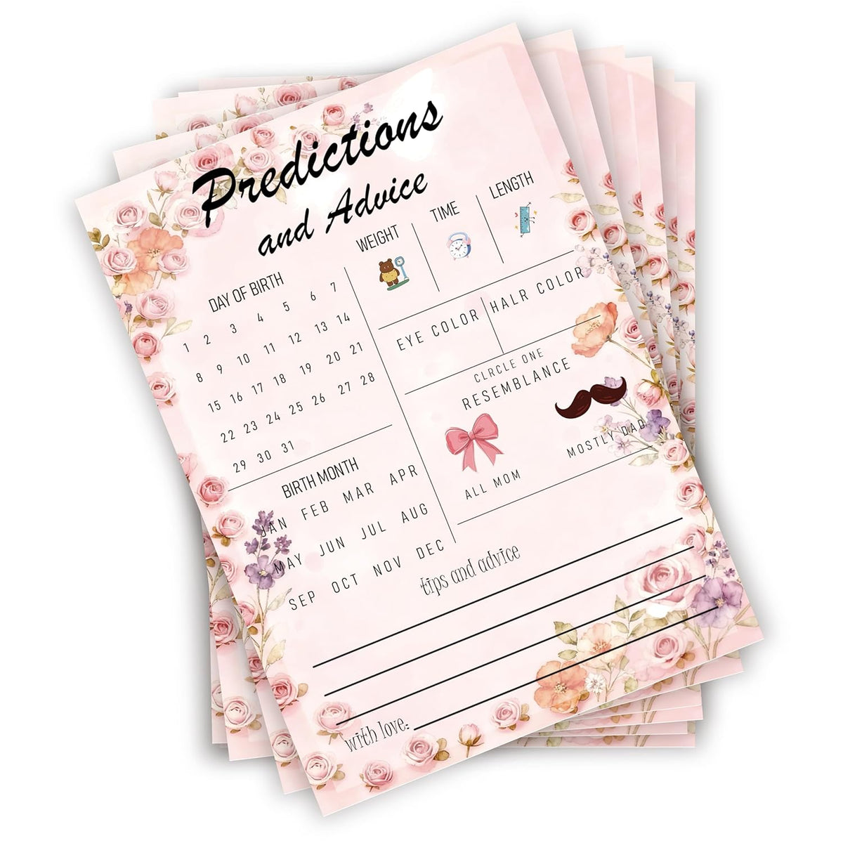 30Pcs Spring Wildflower Baby Shower Games, Floral Predictions And Advice Game, Gender Reveal Game, Baby In Bloom Baby Shower Decorations