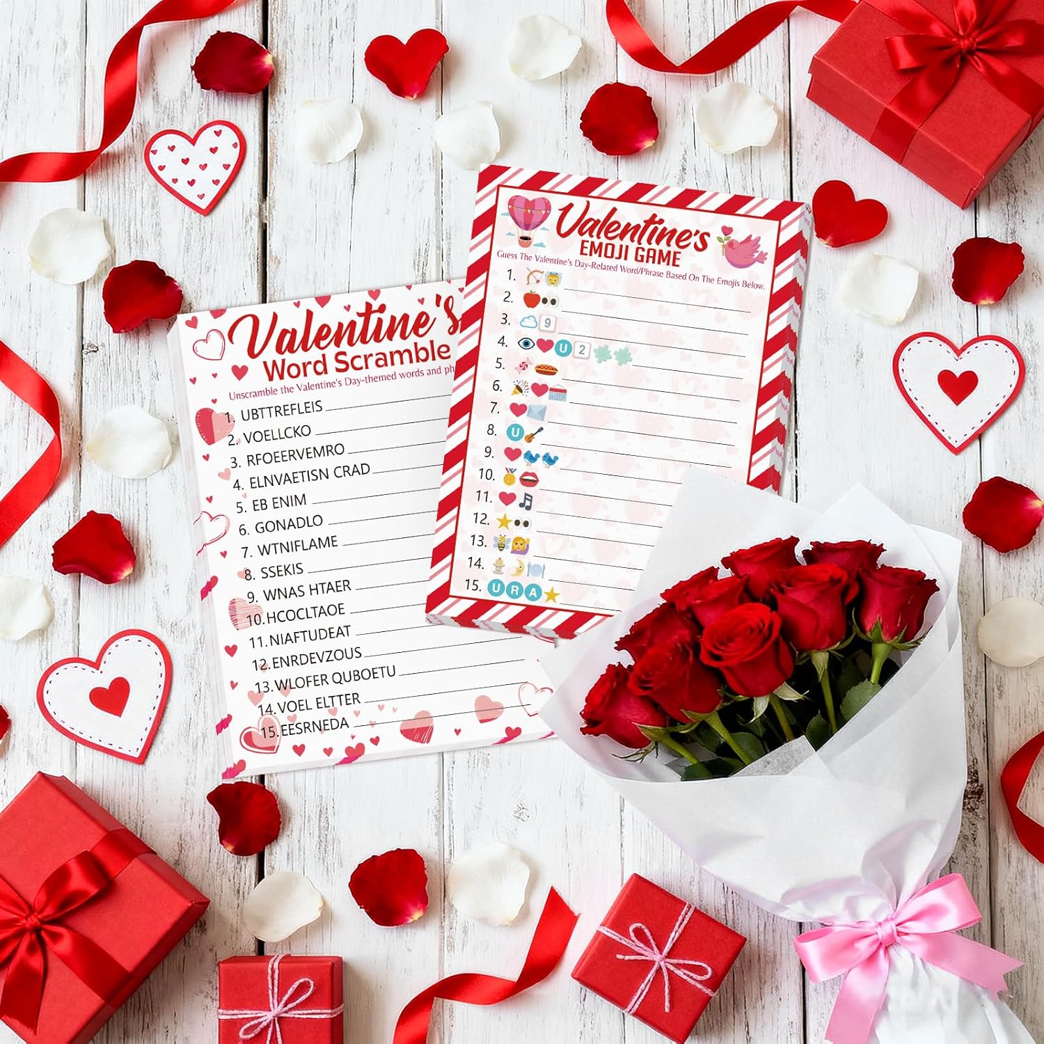25 Players Valentine'S Party Games For Adults Kids Valentines Day Games Cards Valentines Parties Emoji Game Word Scramble Game With Answer Key For Boys Girls Family Office Large Groups Activities
